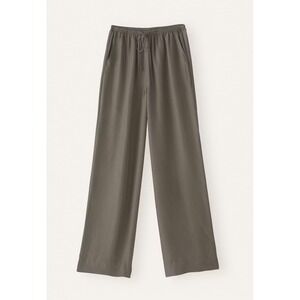 Poetry 100% Silk Wide Leg Drawstring Pants Dark Taupe Womens Size US 6 Long
